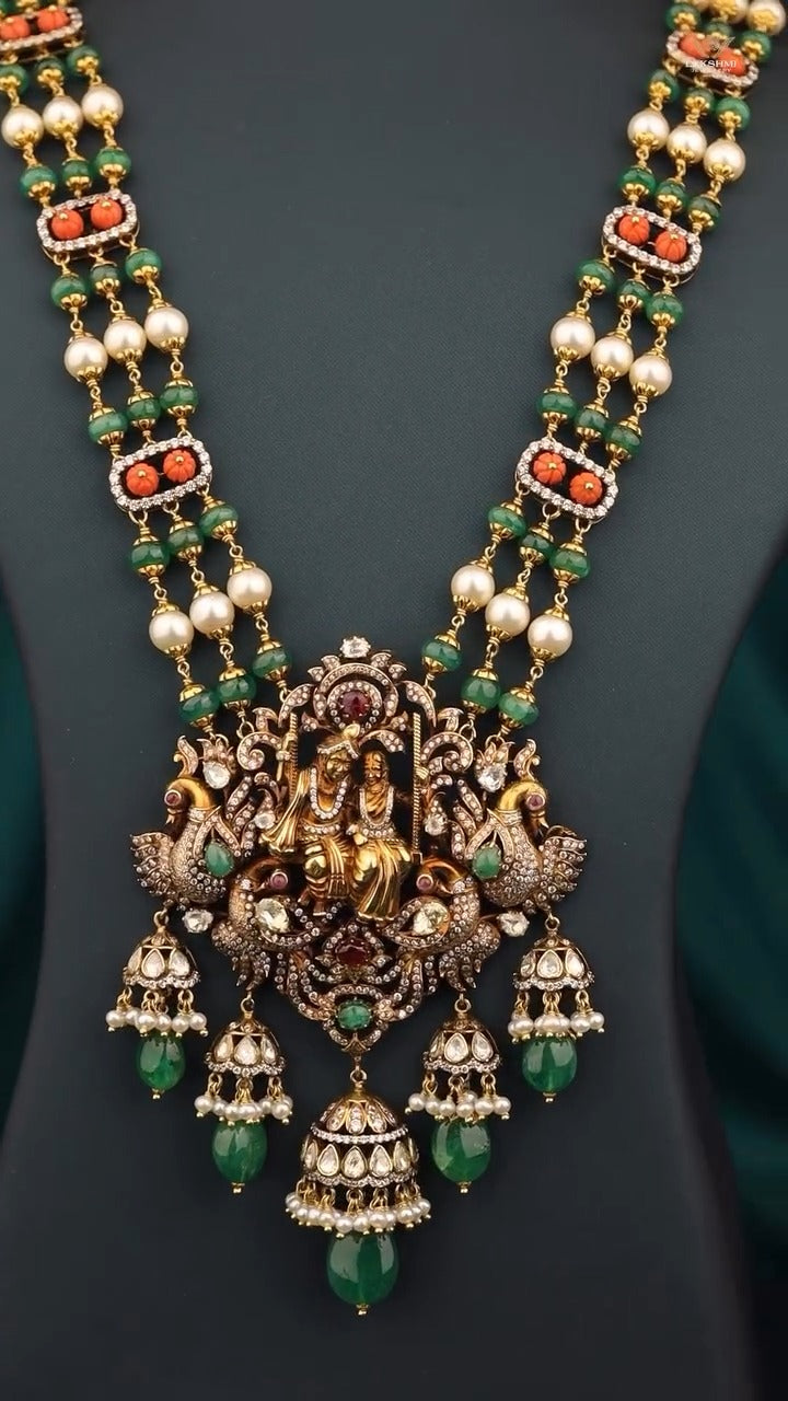 Radha Krishna Divine Temple Necklace