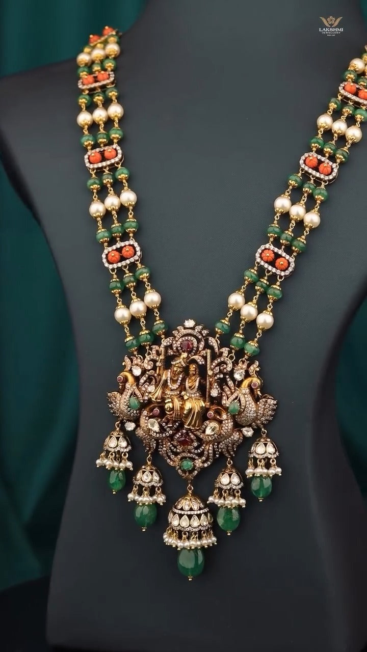 Radha Krishna Divine Temple Necklace