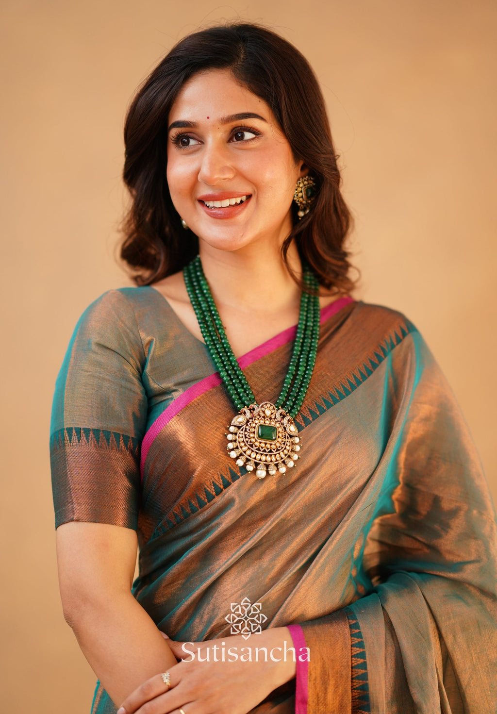 Rama Onam Green Handloom Cotton Tissue Saree Onam