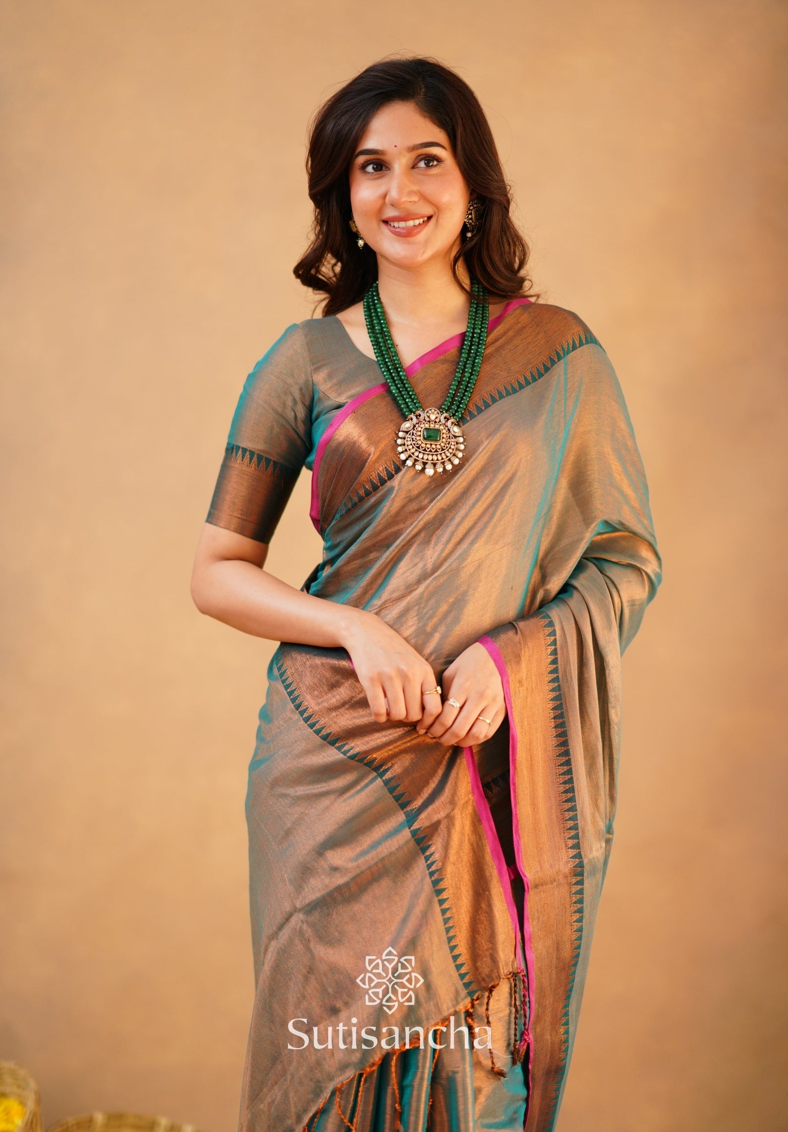 Rama Onam Green Handloom Cotton Tissue Saree Onam