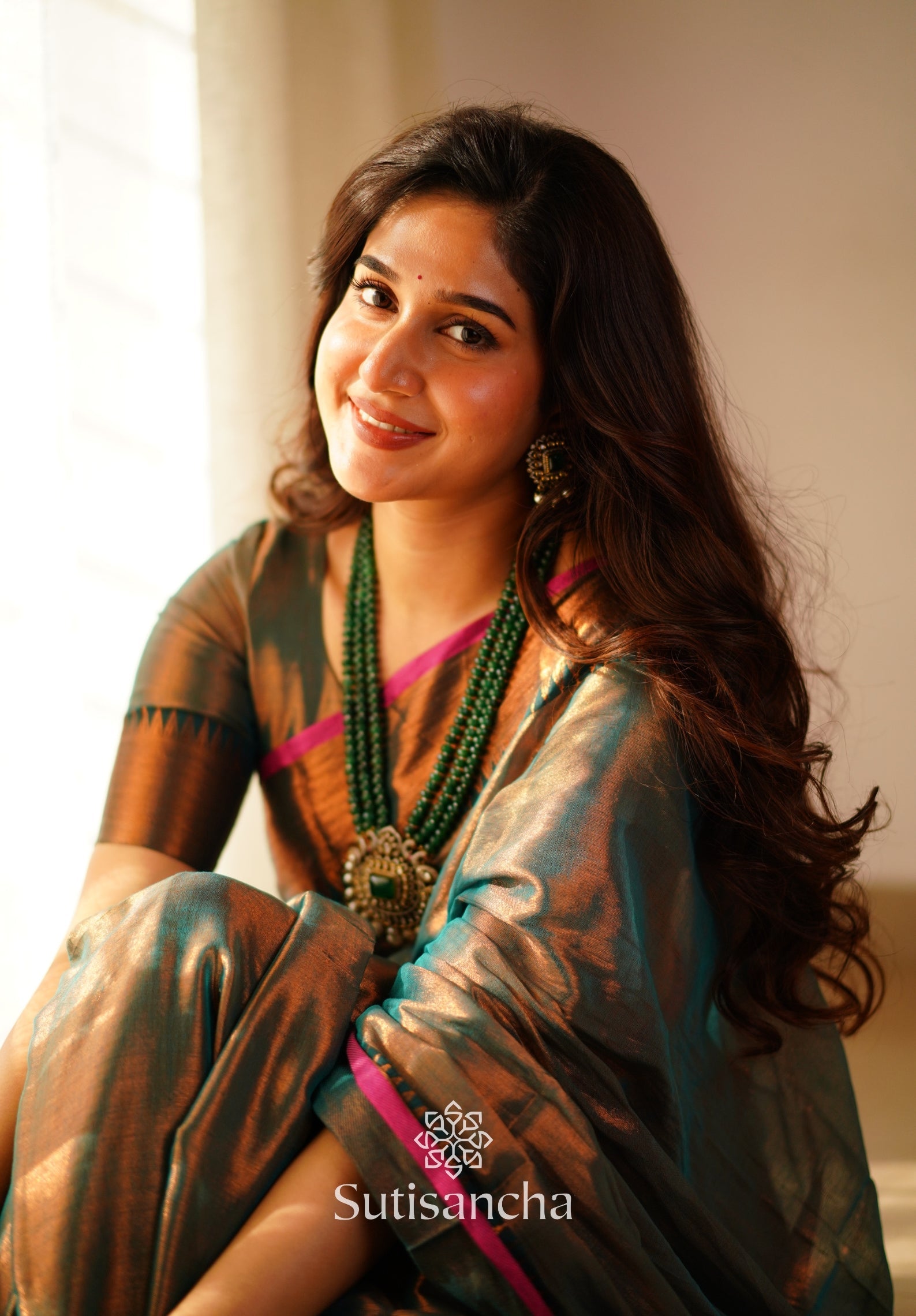 Rama Onam Green Handloom Cotton Tissue Saree Onam
