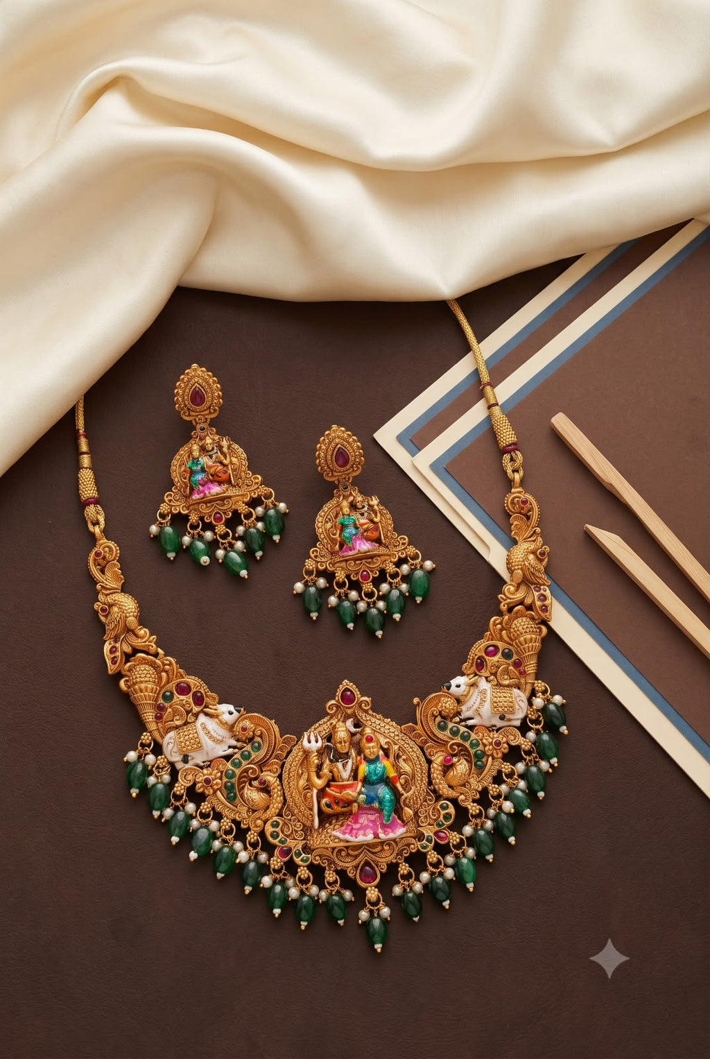 Shiv Parvati Divine Temple Necklace Set