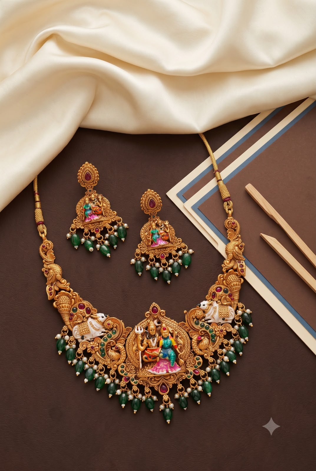 Shiv Parvati Divine Temple Necklace Set