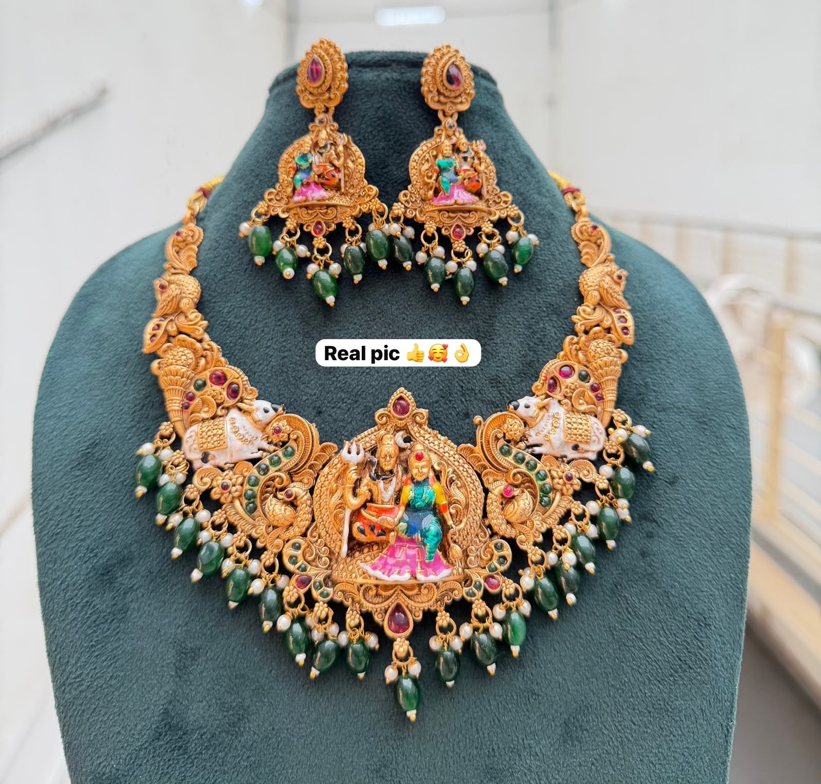 Shiv Parvati Divine Temple Necklace Set