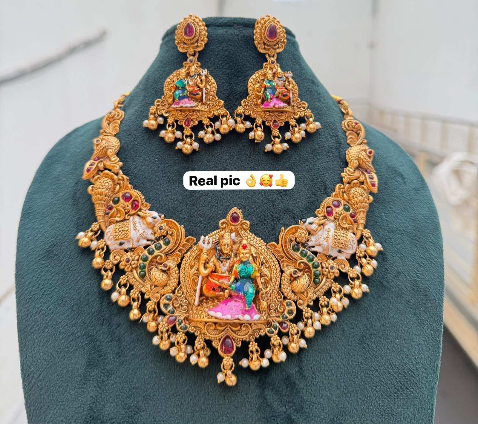 Shiv Parvati Divine Temple Necklace Set
