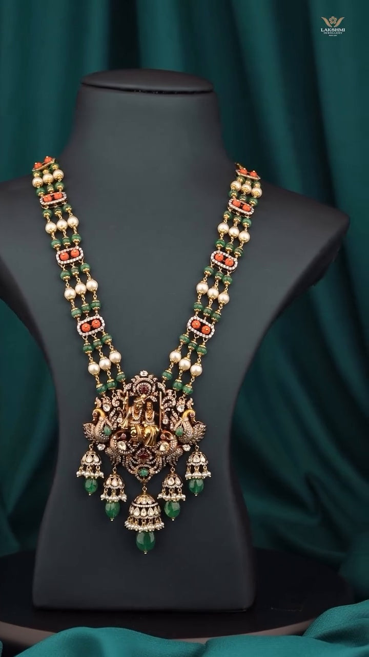 Radha Krishna Divine Temple Necklace